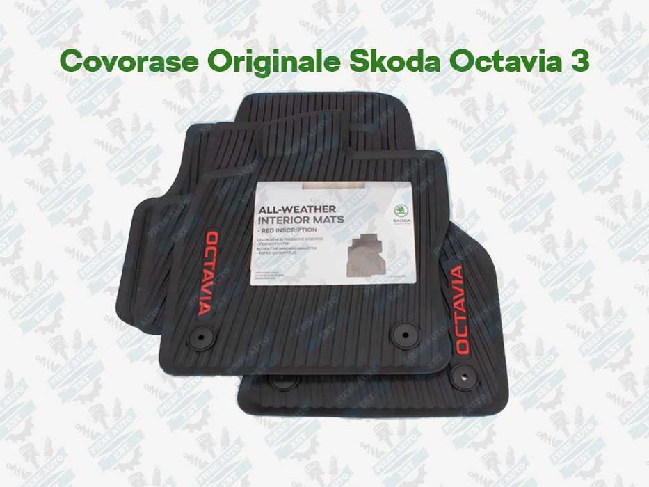 Set covorase originale Skoda Octavia 3 inscriptie rosie
