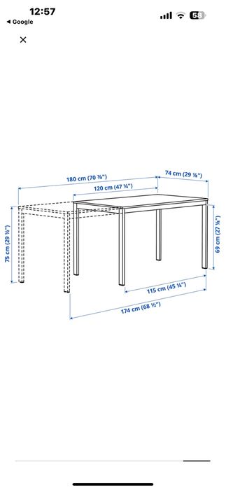 Masă extensibila ikea, nouă