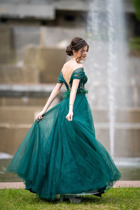 Луксозна бална зелена рокля/рокля за кума