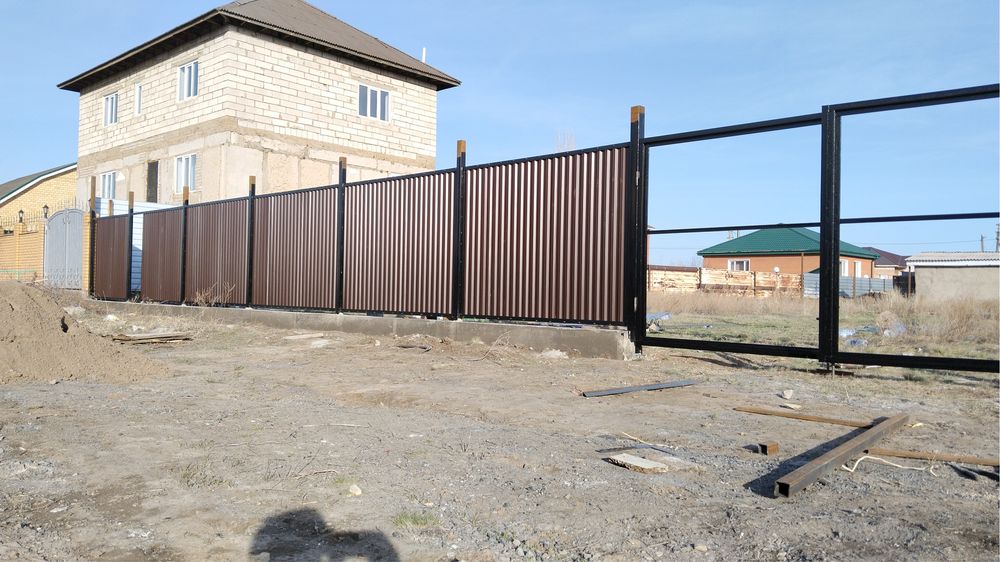 Забор, ограждения участка, забор из профнастила, ворота, калитка,