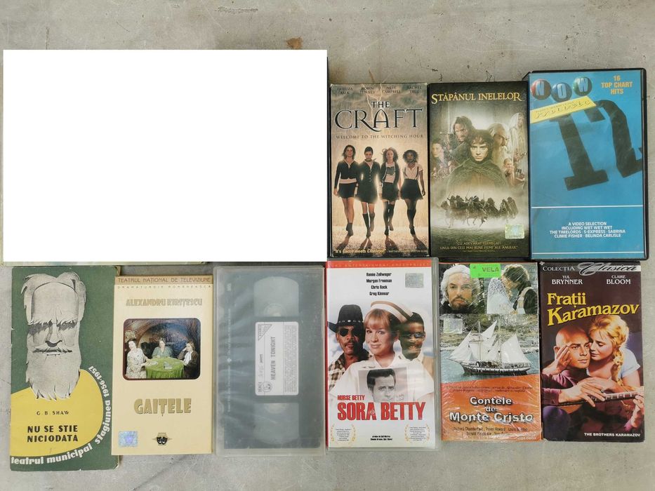 casete VHS caseta video film, desene animate, teatru, muzica anii 80s
