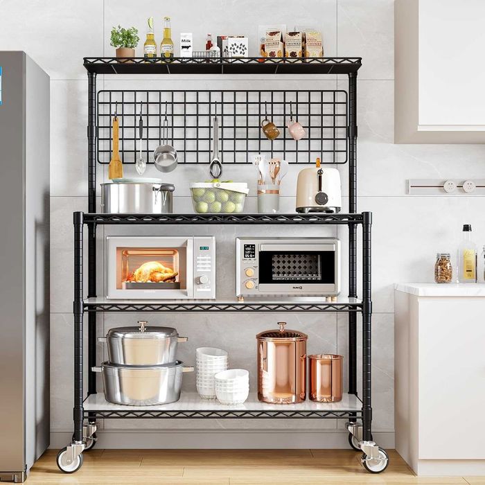 Wooruy Кухненски рафт, стойка за микровълнова фурна с 4 нива