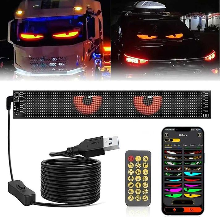 1бр. Светещи LED очи за предно стъкло, дяволски очи Devil Eyes 60/12см