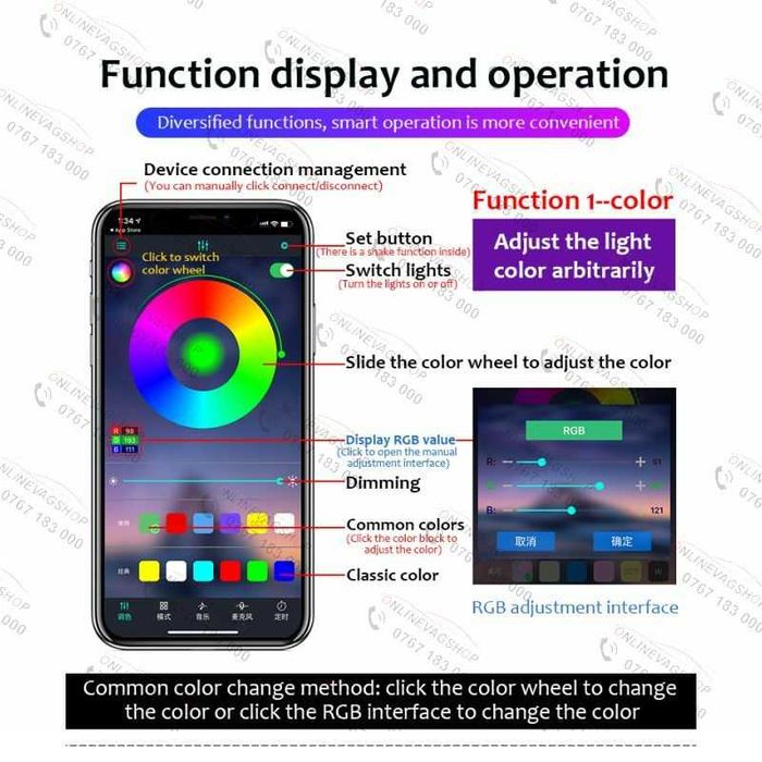 Lumini ambientale 18 in 1 Symphony Led RGB cu aplicatie telefon