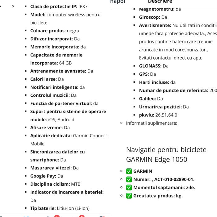 Ciclocomputer Garmin 1050 edge