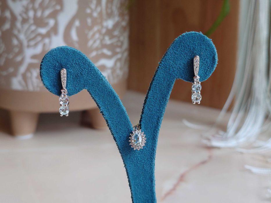 Set cercei din argint rodiat cu topaz natural