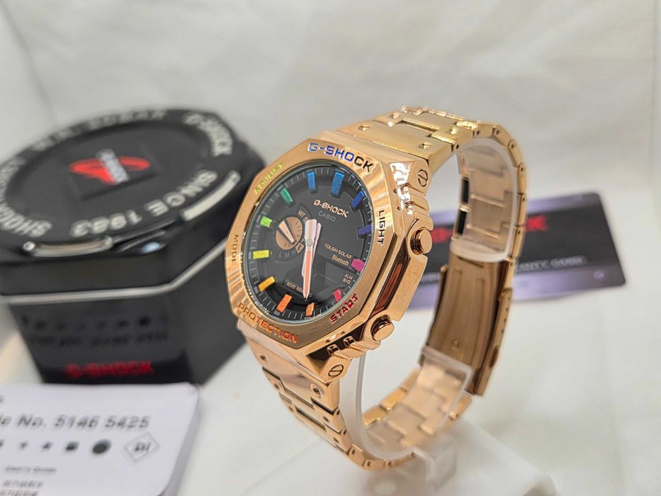 Ceas Sport Barbati Casio g shock gold roze Rainbow metal GM B2100D Nou, Garantie 2 ani