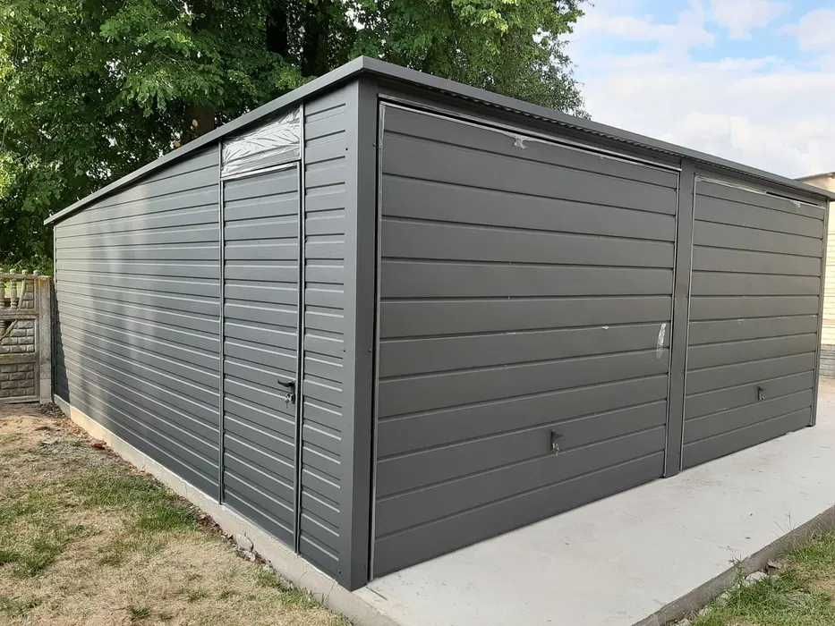 Garaj 3 m × 5 m din tablă tip lemn • Fabricat în Polonia