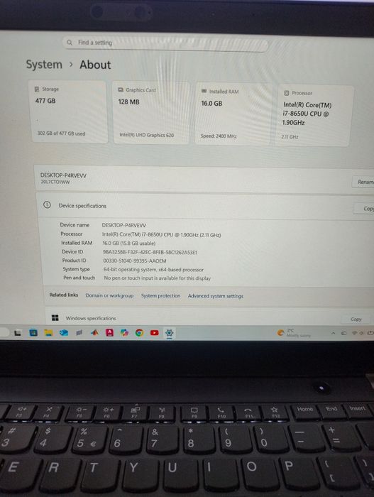 Lenovo t480s 2K display, i7, 16Gb , ssd 5120gb