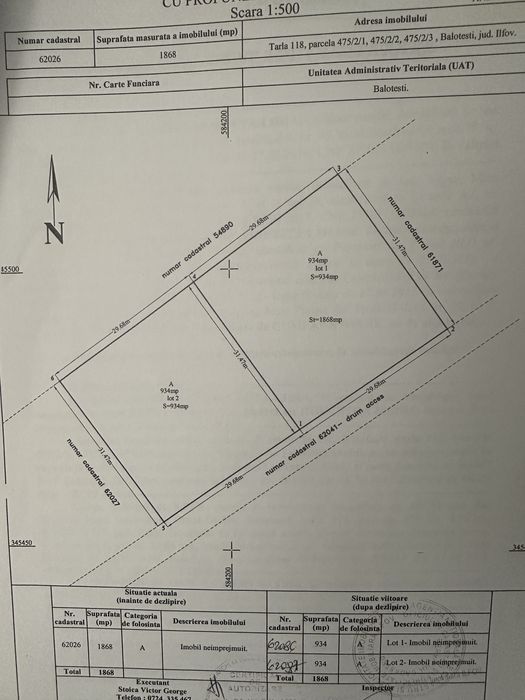 Teren 1120 mp Balotesti, str Ghioceilor Autorizatie Constructie