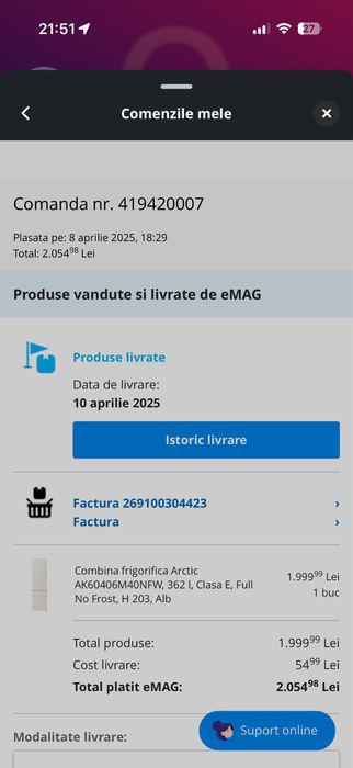 Combina frigorifica Arctic AK60406M40NFW, 362 l, Clasa E, Full No Fros