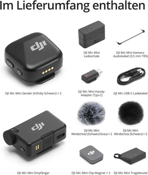 DJI Mic Mini Безжичен Микрофон, (2 Transmitters, 1 Receiver, Charging Cradle)