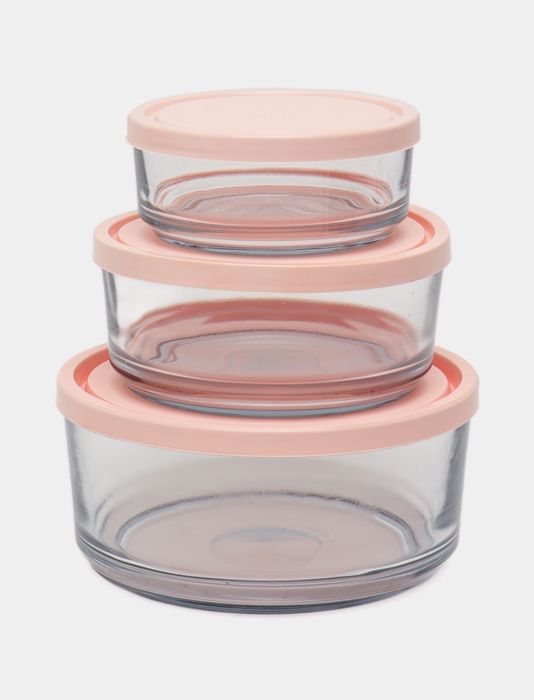 Стеклянный набор пищевых контейнеров, с герметичной крышкой, 3 шт