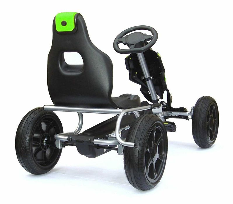 GO Kart cu pedale, Kinderauto Thunder cu roti EVA, culoare verde