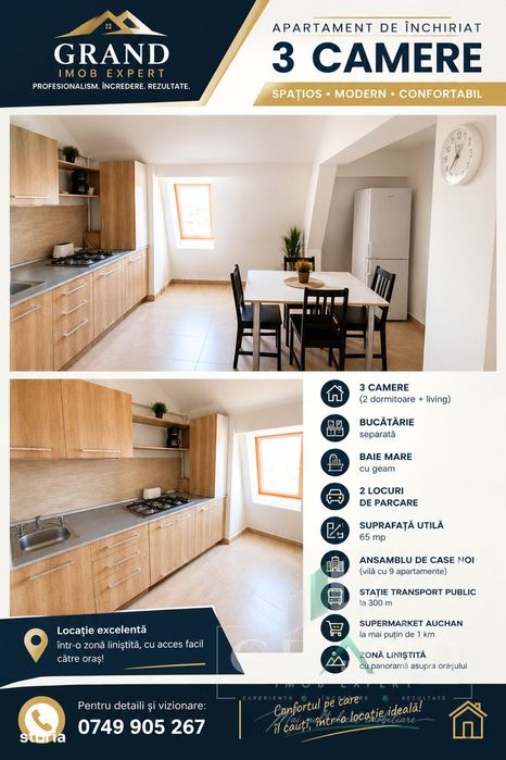 Ocazie : Apartament 3 Camere | 2 Dormitoare | 2 Parcari | Petfriendly