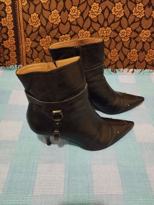 Botine dama Italia, piele naturala, negru