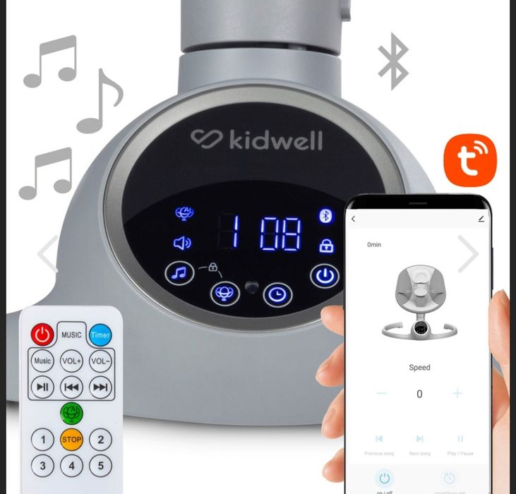 Balansoar electric 2 în 1 Kidwell REVE gri/argintiu