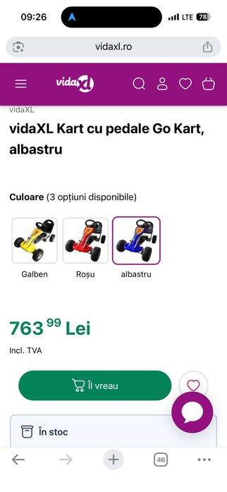 Vand kart cu pedale pentru copii