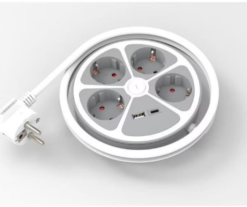 Удължител Technaxx, 4 контакта, 1x USB-A, 1x USB-C