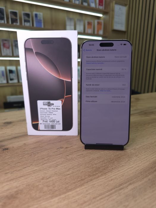 Iphone 16 Pro Max Desert 256Gb - Sanatate bat. 93% - Garantie 12 luni