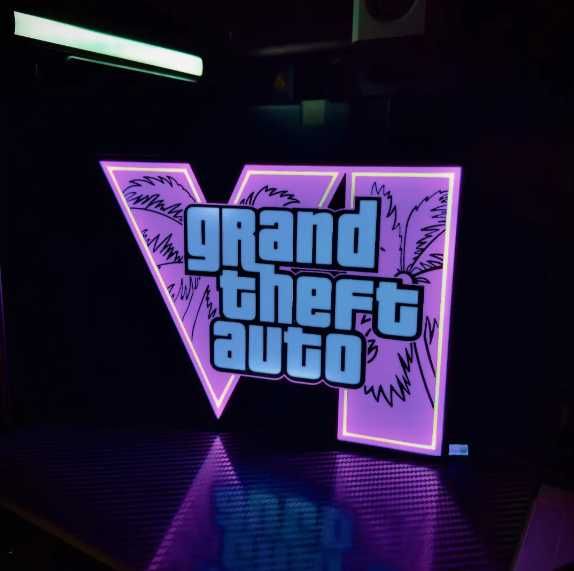 Светеща LED лампа / Декорация GTA VI (Grand Theft Auto VI)