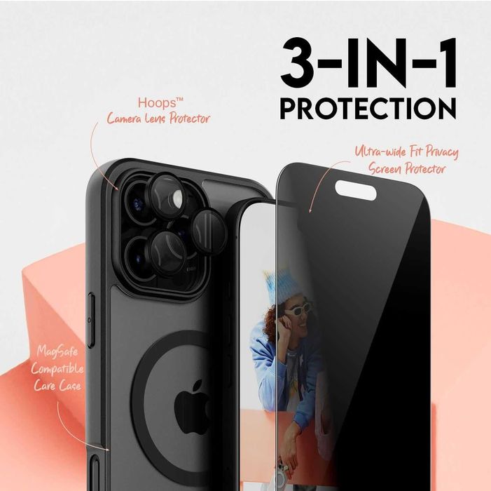 CARE BY PANZERGLASS® 3-в-1 защита на поверителността iPhone 16 Pro Max