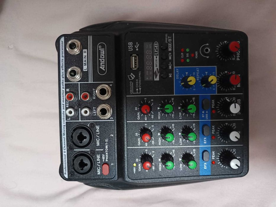 Mixer audio cu Bluetooth,placa de sunet, Inregistrare USB, 4 canale