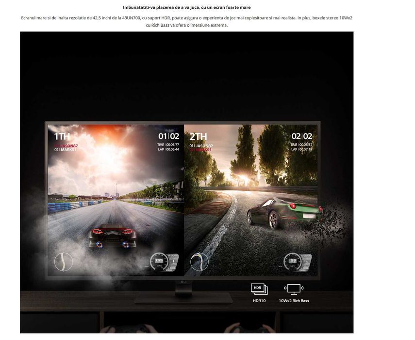 Monitor LED LG 4K - 42.5" inch (108cm) UHD - garantie Octombrie 2027