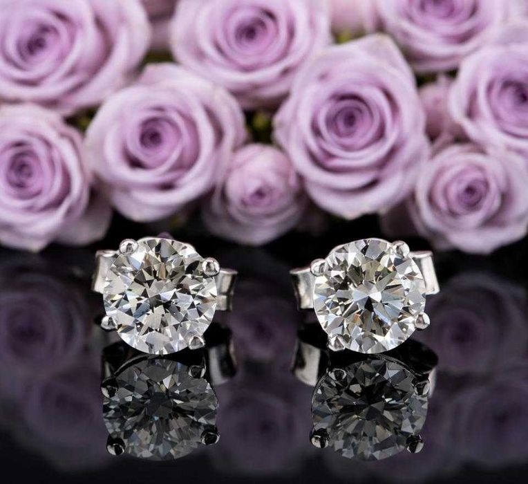 Cercei aur alb 14 k cu diamante naturale 1.44 ct cu certificat