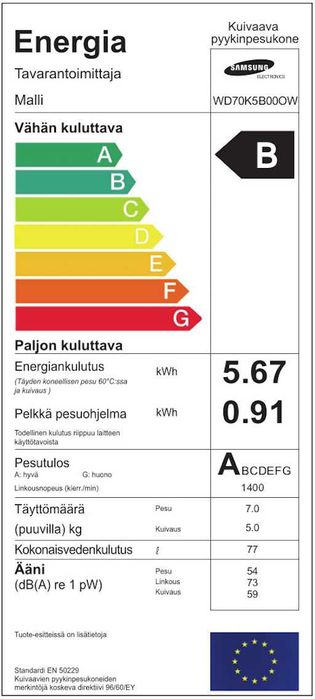 Пералня със сушилня Samsung WD70K5B00OW
