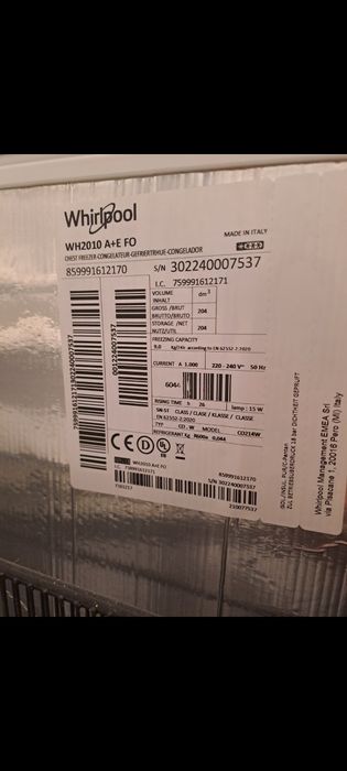 Vand lada frigorifica whirpool