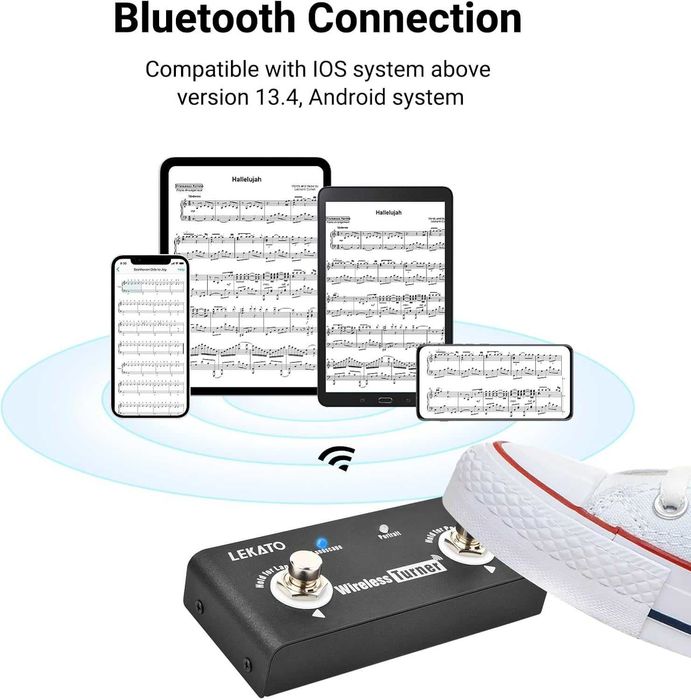 LEKATO Bluetooth педал за превключване на страници за таблети,телефони