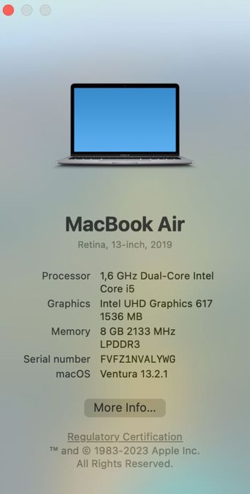 MacBook Air retina 2019 8/128