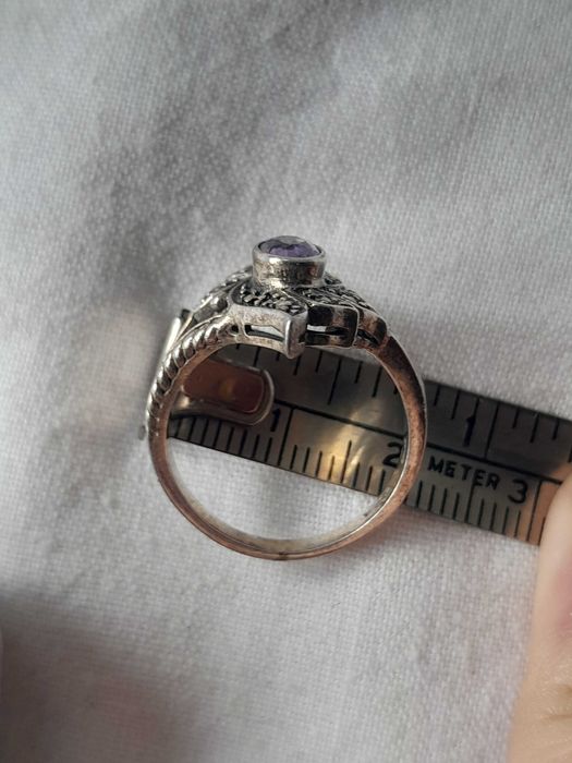 Inel Vintage Argint 925 cu Ametist și Marcasite - Stil Art Deco
