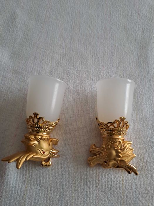 set vechi pahare jad alb bronz aurit