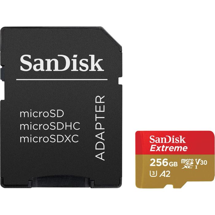 SanDisk Extreme Card de Memorie MicroSDXC 256GB A2 C10 V30 UHS-I U3 + Adaptor SD