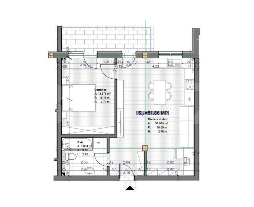 COMISION 0!! Apartament de 2 camere, 52 mp, finisat, parcare, zona Ter