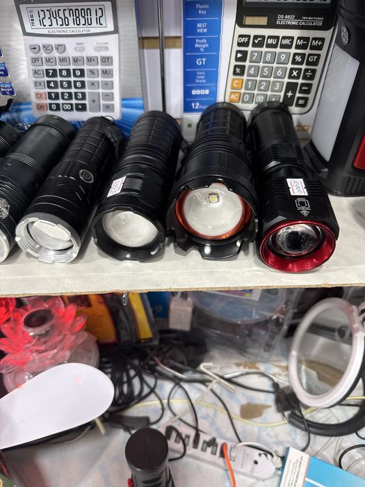 Фонарики зарядные, батарейчные