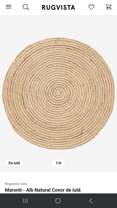 Covor iuta Rugvista rotund 180cm
