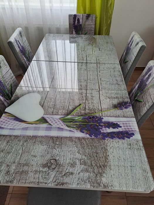 Masă de bucatarie extensibila cu 6 scaune