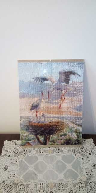 Диамантен гоблен-готова картина Щъркелчета