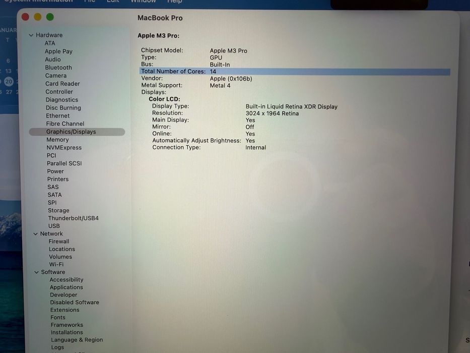 MacBook Pro 14" M3 PRO 11-CORE CPU/ 14-CORE GPU/ 18GB RAM/ 512GB SSD