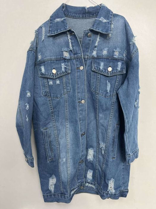 Накъсано дълго дънково яке Shein