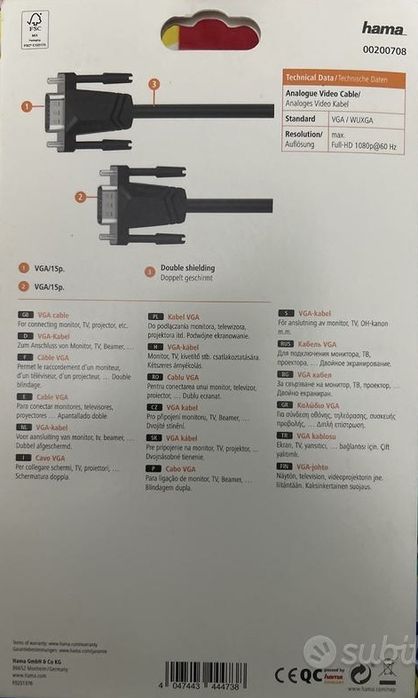 Cablu VGA Hama 3m – 1080p Full HD – Nou