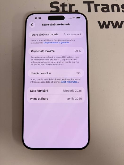 Telefon iPhone 16 Pro Max, 256GB, 5G, Desert Titanium bat.99% -T-