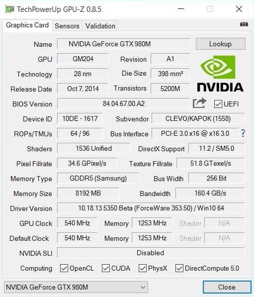 Laptop Gaming Clevo P751DM-G - Desktop Replacement (i7-6700K, GTX 980M 8GB, 32GB RAM, 4K)