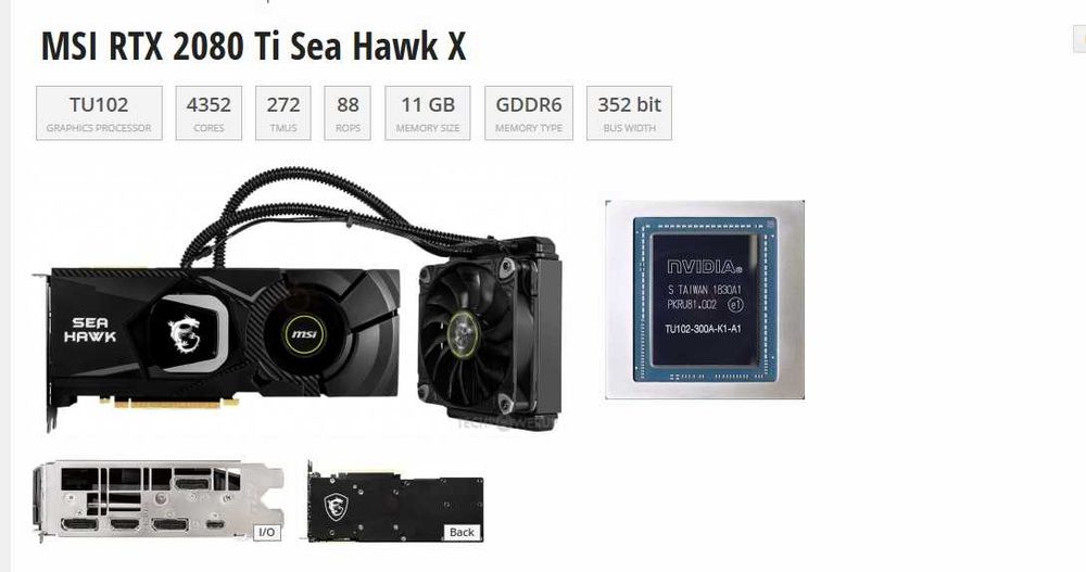 Nvidia MSI RTX 2080 Ti Sea Hawk X