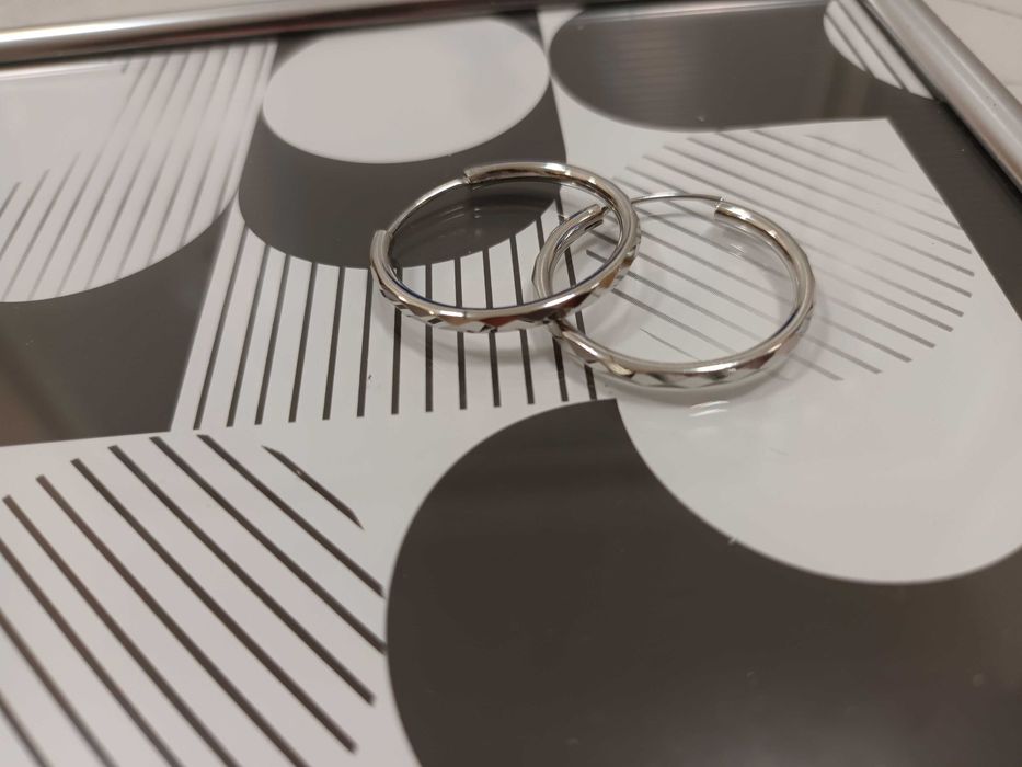 Сребърни обеци, кръгли обици 4см