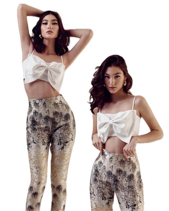 Атласный топ с бантом