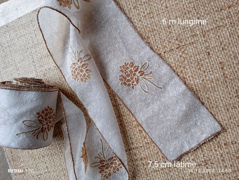 Bentiță cu flori nouă 6m/7,5 cm